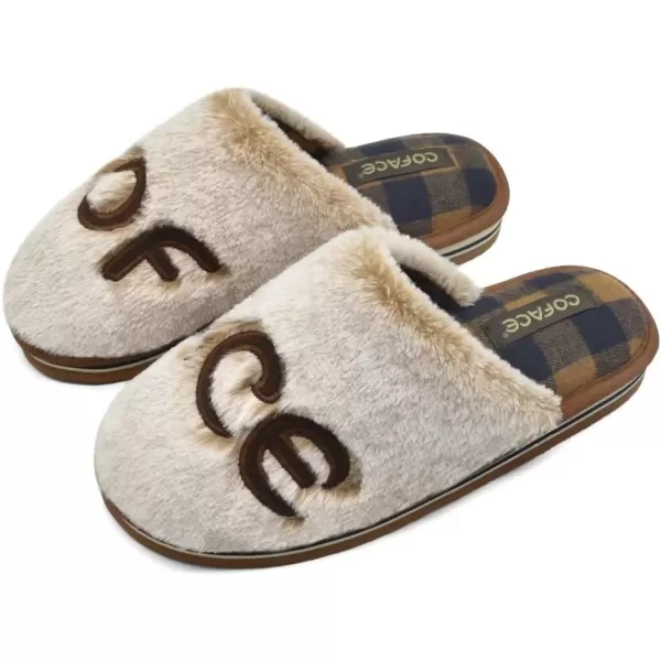 COFACE Womens Fluff Slippers Memory Foam Slip on House Slippers Ladies Comfortable Warm Plush Fur Slipper With Cozy Cushion Lining