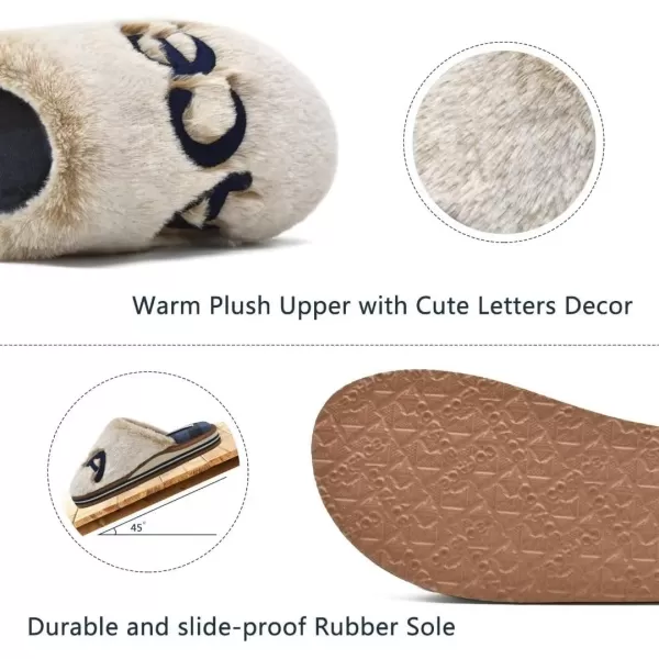COFACE Womens Fluff Slippers Memory Foam Slip on House Slippers Ladies Comfortable Warm Plush Fur Slipper With Cozy Cushion Lining