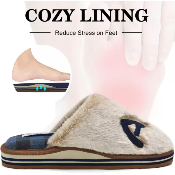 COFACE Womens Fluff Slippers Memory Foam Slip on House Slippers Ladies Comfortable Warm Plush Fur Slipper With Cozy Cushion Lining