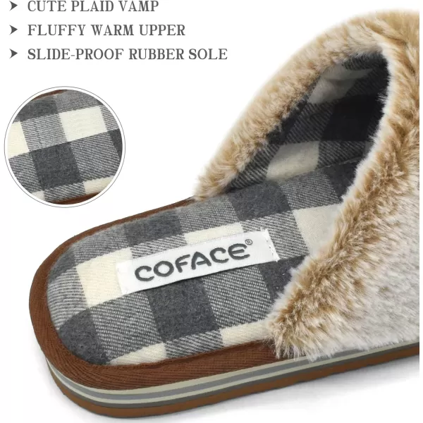 COFACE Womens Fluff Slippers Memory Foam Slip on House Slippers Ladies Comfortable Warm Plush Fur Slipper With Cozy Cushion Lining