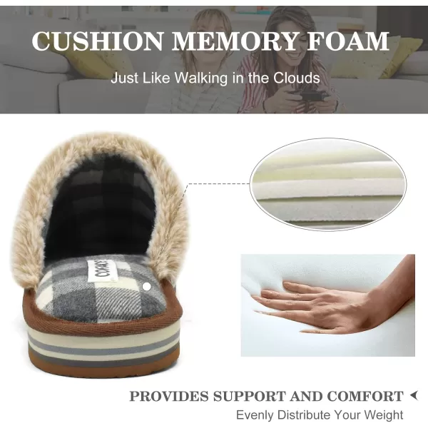 COFACE Womens Fluff Slippers Memory Foam Slip on House Slippers Ladies Comfortable Warm Plush Fur Slipper With Cozy Cushion Lining
