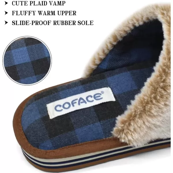 COFACE Womens Fluff Slippers Memory Foam Slip on House Slippers Ladies Comfortable Warm Plush Fur Slipper With Cozy Cushion Lining