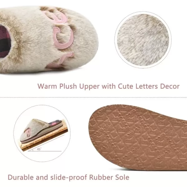 COFACE Womens Fluff Slippers Memory Foam Slip on House Slippers Ladies Comfortable Warm Plush Fur Slipper With Cozy Cushion Lining