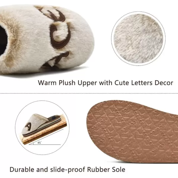 COFACE Womens Fluff Slippers Memory Foam Slip on House Slippers Ladies Comfortable Warm Plush Fur Slipper With Cozy Cushion Lining