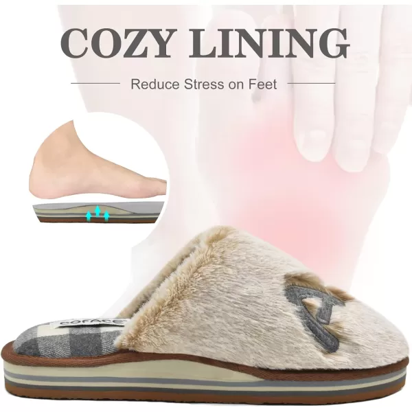 COFACE Womens Fluff Slippers Memory Foam Slip on House Slippers Ladies Comfortable Warm Plush Fur Slipper With Cozy Cushion Lining