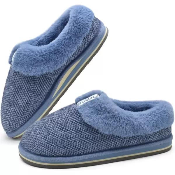 COFACE Womens Fluff Slippers Memory Foam Slip on House Slippers Ladies Comfortable Warm Plush Fur Slipper With Cozy Cushion Lining