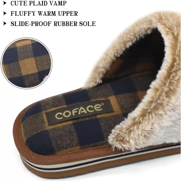 COFACE Womens Fluff Slippers Memory Foam Slip on House Slippers Ladies Comfortable Warm Plush Fur Slipper With Cozy Cushion Lining