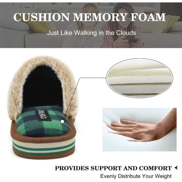 COFACE Womens Fluff Slippers Memory Foam Slip on House Slippers Ladies Comfortable Warm Plush Fur Slipper With Cozy Cushion Lining