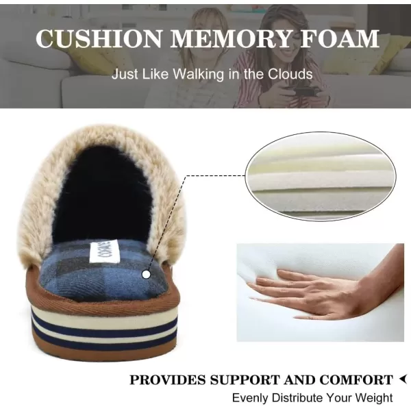 COFACE Womens Fluff Slippers Memory Foam Slip on House Slippers Ladies Comfortable Warm Plush Fur Slipper With Cozy Cushion Lining