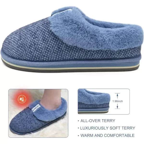 COFACE Womens Fluff Slippers Memory Foam Slip on House Slippers Ladies Comfortable Warm Plush Fur Slipper With Cozy Cushion Lining