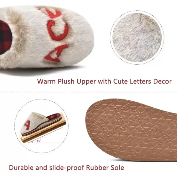 COFACE Womens Fluff Slippers Memory Foam Slip on House Slippers Ladies Comfortable Warm Plush Fur Slipper With Cozy Cushion Lining