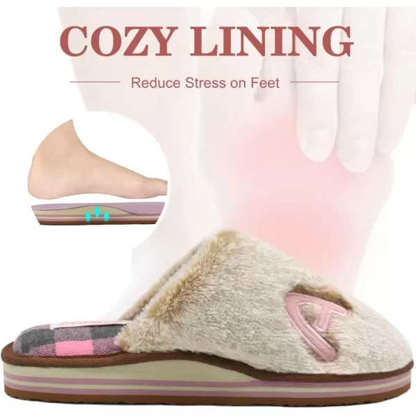 COFACE Womens Fluff Slippers Memory Foam Slip on House Slippers Ladies Comfortable Warm Plush Fur Slipper With Cozy Cushion Lining