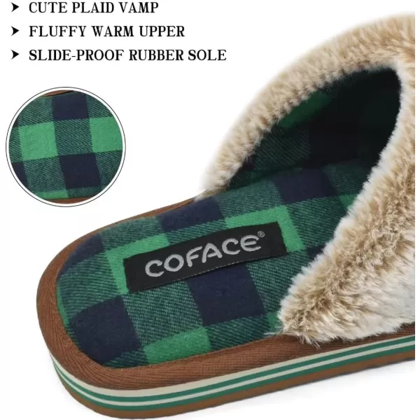COFACE Womens Fluff Slippers Memory Foam Slip on House Slippers Ladies Comfortable Warm Plush Fur Slipper With Cozy Cushion Lining