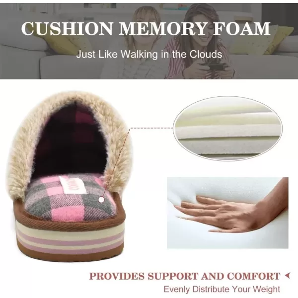 COFACE Womens Fluff Slippers Memory Foam Slip on House Slippers Ladies Comfortable Warm Plush Fur Slipper With Cozy Cushion Lining