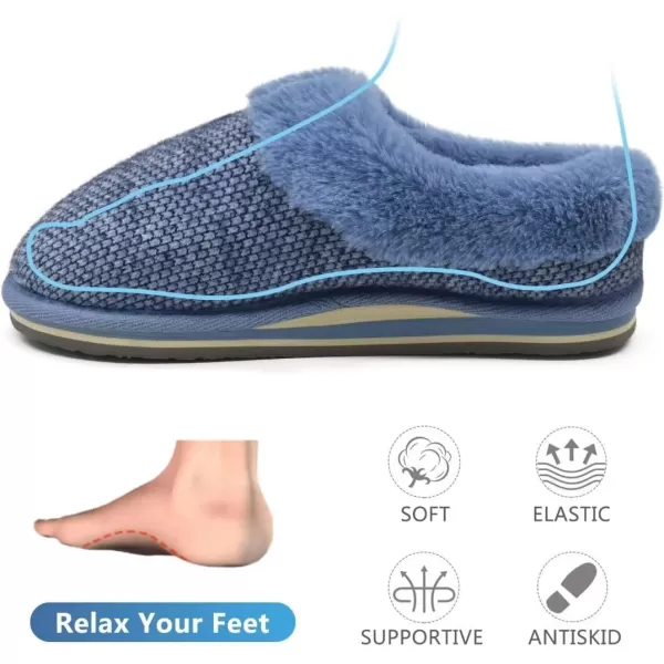 COFACE Womens Fluff Slippers Memory Foam Slip on House Slippers Ladies Comfortable Warm Plush Fur Slipper With Cozy Cushion Lining