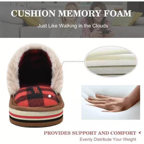 COFACE Womens Fluff Slippers Memory Foam Slip on House Slippers Ladies Comfortable Warm Plush Fur Slipper With Cozy Cushion Lining