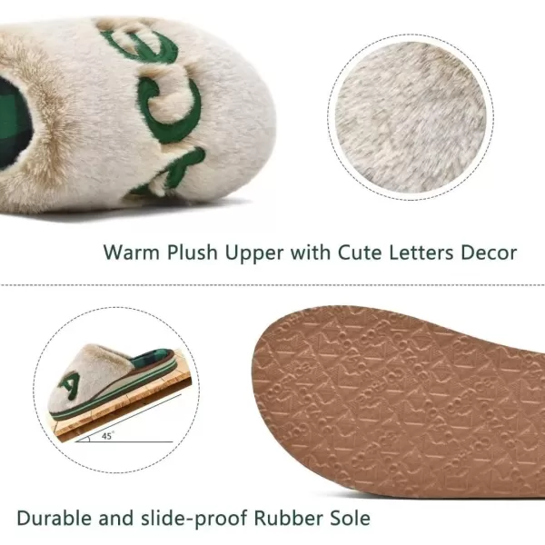 COFACE Womens Fluff Slippers Memory Foam Slip on House Slippers Ladies Comfortable Warm Plush Fur Slipper With Cozy Cushion Lining
