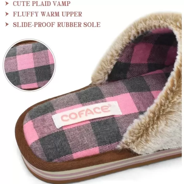 COFACE Womens Fluff Slippers Memory Foam Slip on House Slippers Ladies Comfortable Warm Plush Fur Slipper With Cozy Cushion Lining