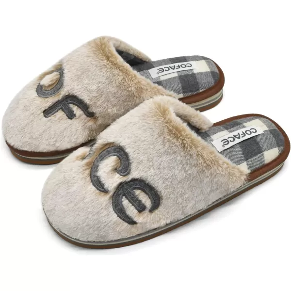 COFACE Womens Fluff Slippers Memory Foam Slip on House Slippers Ladies Comfortable Warm Plush Fur Slipper With Cozy Cushion Lining