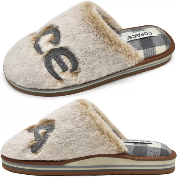 COFACE Womens Fluff Slippers Memory Foam Slip on House Slippers Ladies Comfortable Warm Plush Fur Slipper With Cozy Cushion Lining