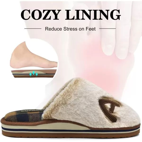 COFACE Womens Fluff Slippers Memory Foam Slip on House Slippers Ladies Comfortable Warm Plush Fur Slipper With Cozy Cushion Lining