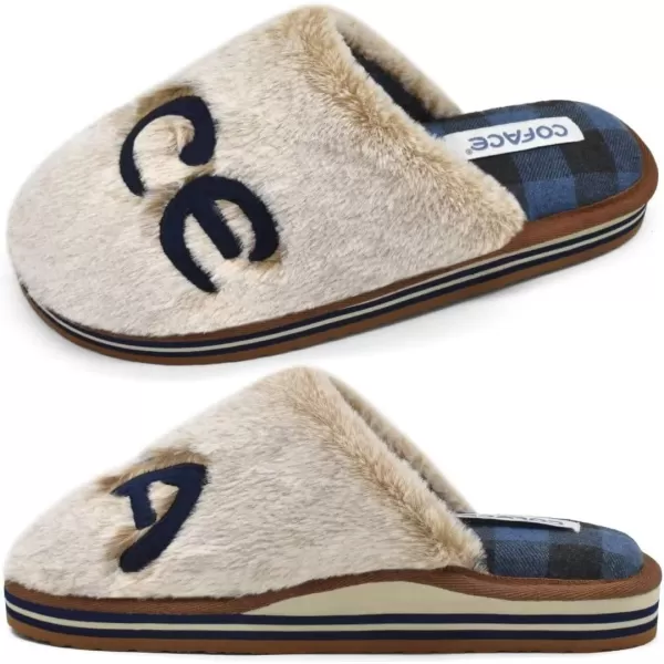 COFACE Womens Fluff Slippers Memory Foam Slip on House Slippers Ladies Comfortable Warm Plush Fur Slipper With Cozy Cushion Lining