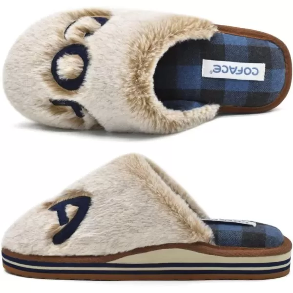 COFACE Womens Fluff Slippers Memory Foam Slip on House Slippers Ladies Comfortable Warm Plush Fur Slipper With Cozy Cushion Lining
