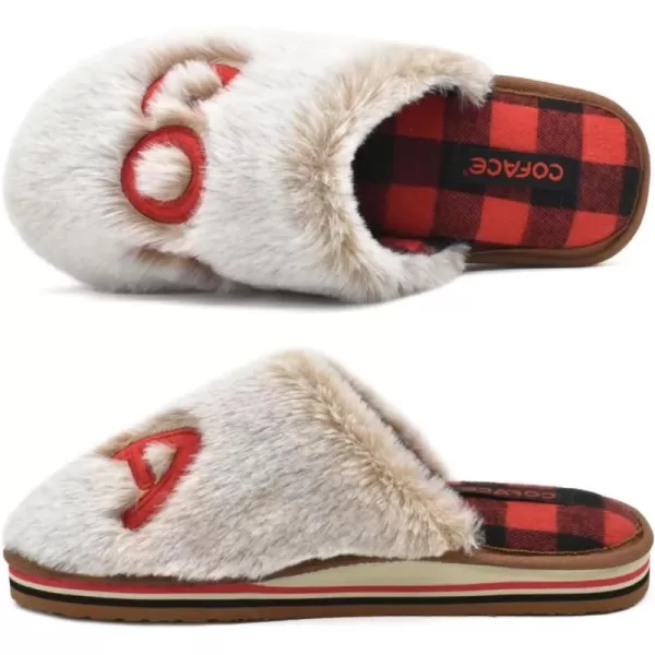 COFACE Womens Fluff Slippers Memory Foam Slip on House Slippers Ladies Comfortable Warm Plush Fur Slipper With Cozy Cushion Lining