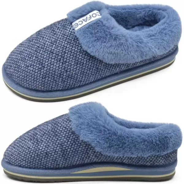 COFACE Womens Fluff Slippers Memory Foam Slip on House Slippers Ladies Comfortable Warm Plush Fur Slipper With Cozy Cushion Lining
