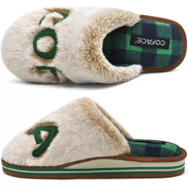 COFACE Womens Fluff Slippers Memory Foam Slip on House Slippers Ladies Comfortable Warm Plush Fur Slipper With Cozy Cushion Lining