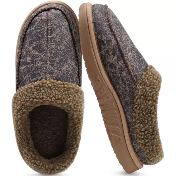 COFACE Mens Cozy Memory Foam Clog Slippers With Arch Support Explosive Suede Warm House Shoes Indoor Outdoor Slip On Rubber Sole Size 7-15)