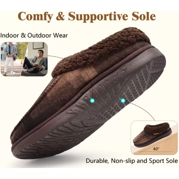 COFACE Mens Cozy Memory Foam Clog Slippers With Arch Support Explosive Suede Warm House Shoes Indoor Outdoor Slip On Rubber Sole Size 7-15)