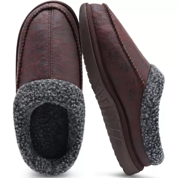 COFACE Mens Cozy Memory Foam Clog Slippers With Arch Support Explosive Suede Warm House Shoes Indoor Outdoor Slip On Rubber Sole Size 7-15)