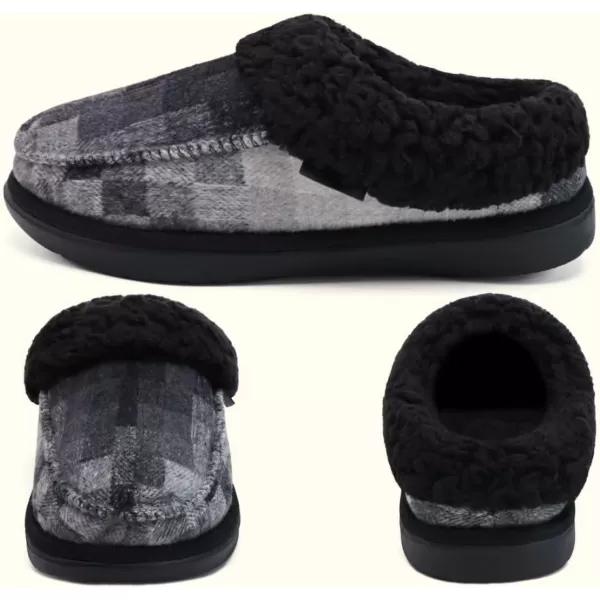 COFACE Mens Cozy Memory Foam Clog Slippers With Arch Support Explosive Suede Warm House Shoes Indoor Outdoor Slip On Rubber Sole Size 7-15)