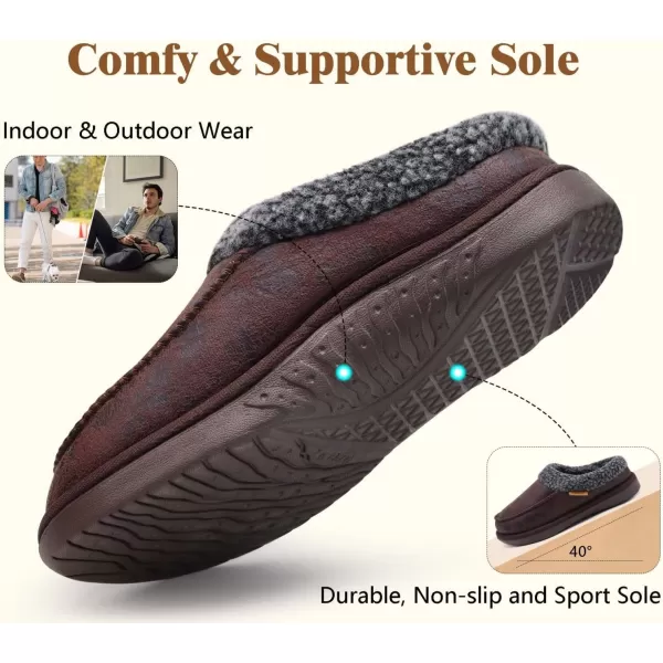 COFACE Mens Cozy Memory Foam Clog Slippers With Arch Support Explosive Suede Warm House Shoes Indoor Outdoor Slip On Rubber Sole Size 7-15)