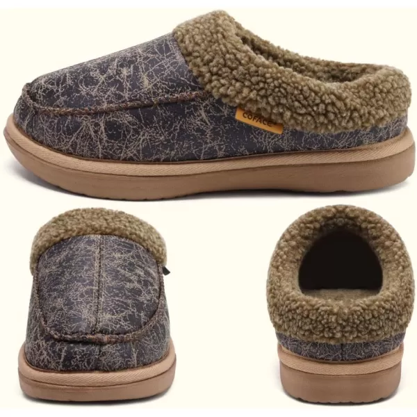 COFACE Mens Cozy Memory Foam Clog Slippers With Arch Support Explosive Suede Warm House Shoes Indoor Outdoor Slip On Rubber Sole Size 7-15)