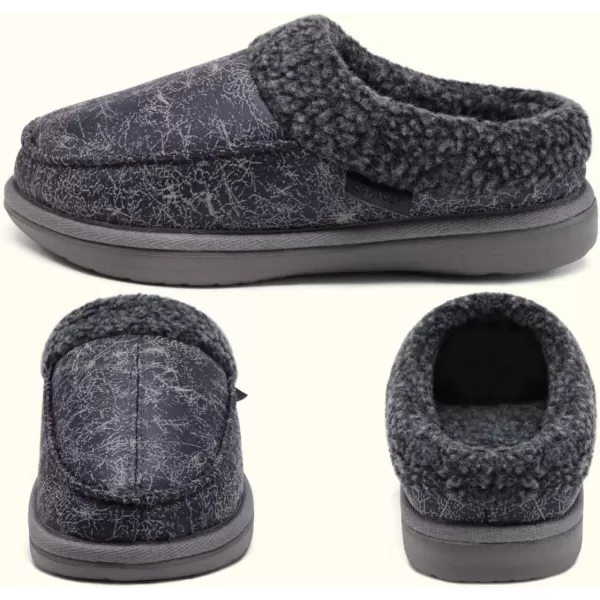 COFACE Mens Cozy Memory Foam Clog Slippers With Arch Support Explosive Suede Warm House Shoes Indoor Outdoor Slip On Rubber Sole Size 7-15)