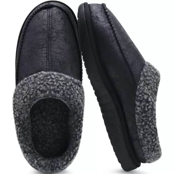 COFACE Mens Cozy Memory Foam Clog Slippers With Arch Support Explosive Suede Warm House Shoes Indoor Outdoor Slip On Rubber Sole Size 7-15)