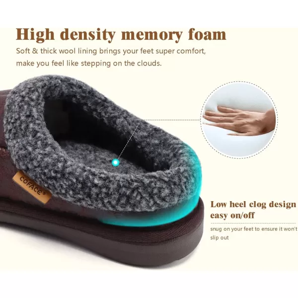 COFACE Mens Cozy Memory Foam Clog Slippers With Arch Support Explosive Suede Warm House Shoes Indoor Outdoor Slip On Rubber Sole Size 7-15)
