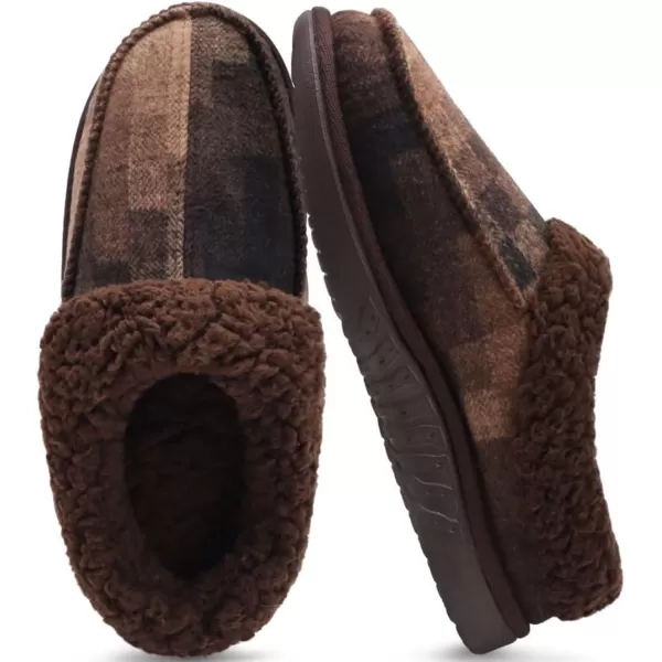 COFACE Mens Cozy Memory Foam Clog Slippers With Arch Support Explosive Suede Warm House Shoes Indoor Outdoor Slip On Rubber Sole Size 7-15)