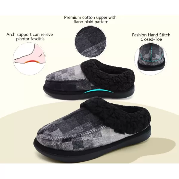 COFACE Mens Cozy Memory Foam Clog Slippers With Arch Support Explosive Suede Warm House Shoes Indoor Outdoor Slip On Rubber Sole Size 7-15)