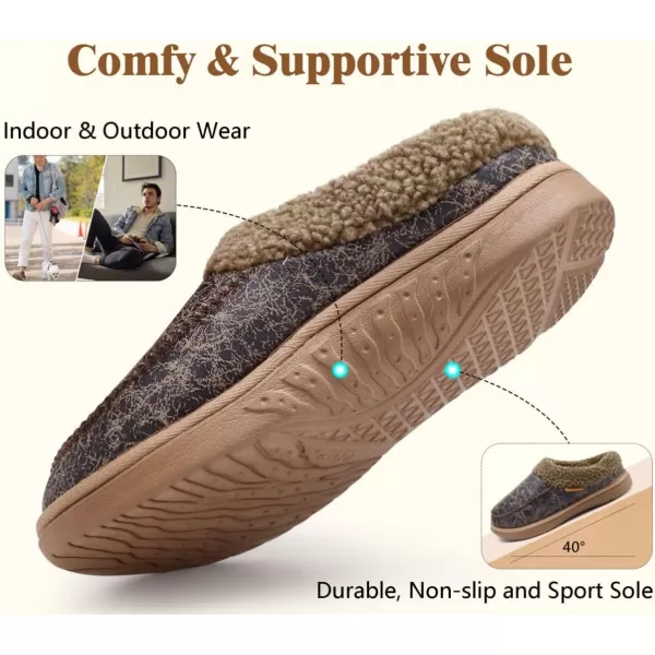 COFACE Mens Cozy Memory Foam Clog Slippers With Arch Support Explosive Suede Warm House Shoes Indoor Outdoor Slip On Rubber Sole Size 7-15)