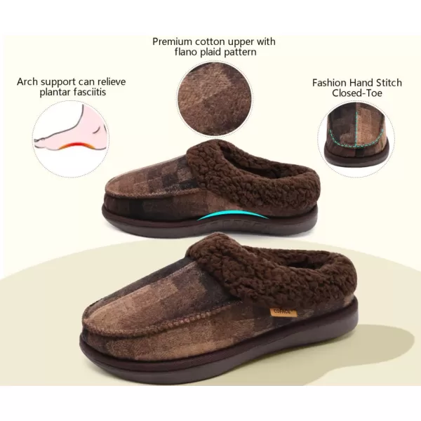 COFACE Mens Cozy Memory Foam Clog Slippers With Arch Support Explosive Suede Warm House Shoes Indoor Outdoor Slip On Rubber Sole Size 7-15)