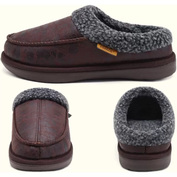 COFACE Mens Cozy Memory Foam Clog Slippers With Arch Support Explosive Suede Warm House Shoes Indoor Outdoor Slip On Rubber Sole Size 7-15)