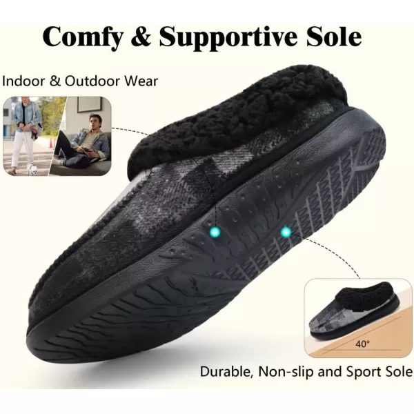 COFACE Mens Cozy Memory Foam Clog Slippers With Arch Support Explosive Suede Warm House Shoes Indoor Outdoor Slip On Rubber Sole Size 7-15)