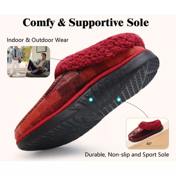COFACE Mens Cozy Memory Foam Clog Slippers With Arch Support Explosive Suede Warm House Shoes Indoor Outdoor Slip On Rubber Sole Size 7-15)