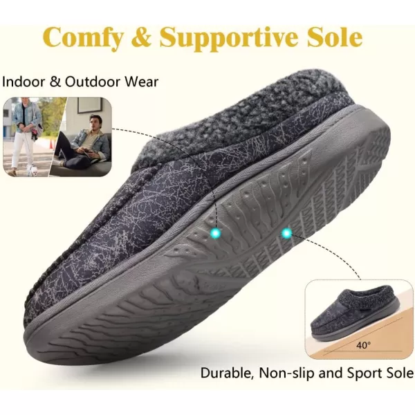COFACE Mens Cozy Memory Foam Clog Slippers With Arch Support Explosive Suede Warm House Shoes Indoor Outdoor Slip On Rubber Sole Size 7-15)