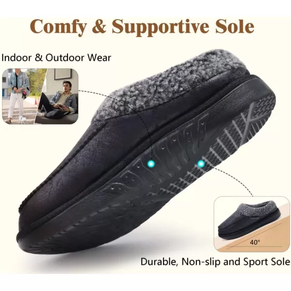 COFACE Mens Cozy Memory Foam Clog Slippers With Arch Support Explosive Suede Warm House Shoes Indoor Outdoor Slip On Rubber Sole Size 7-15)