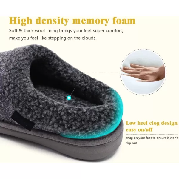 COFACE Mens Cozy Memory Foam Clog Slippers With Arch Support Explosive Suede Warm House Shoes Indoor Outdoor Slip On Rubber Sole Size 7-15)
