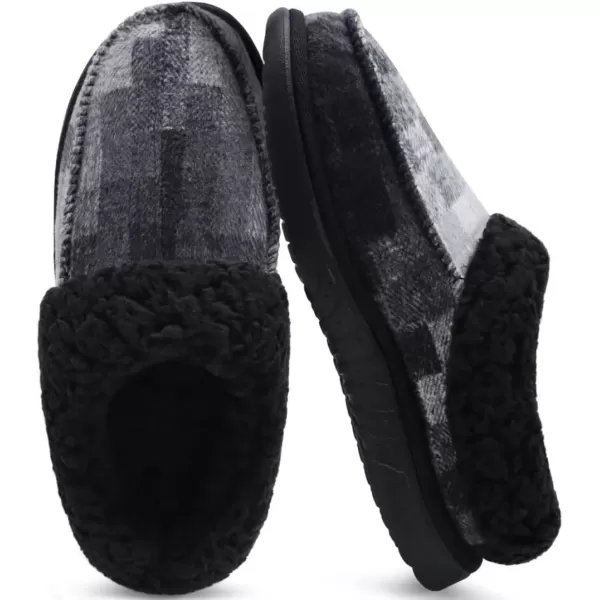 COFACE Mens Cozy Memory Foam Clog Slippers With Arch Support Explosive Suede Warm House Shoes Indoor Outdoor Slip On Rubber Sole Size 7-15)